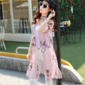 Summer Sunscreen Chiffon Cardigan Women Casual Sexy Long Sleeve Loose Chiffon Floral Print Long Blouse Shirt