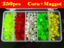Soft lure, fresh water kit, 259pcs with tackle box,scented plastic corn, maggot, earthworm,free shipping
