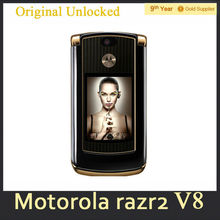 Hot sale original motorola razr v8 cell phone Gold luxury version with 512 or 2GB internal memory refurbished free shipping