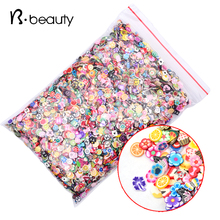 New 1000pcs pack Nail Art 3D Fruit Feather Heart Tiny Fimo Slices Polymer Clay DIY Nail