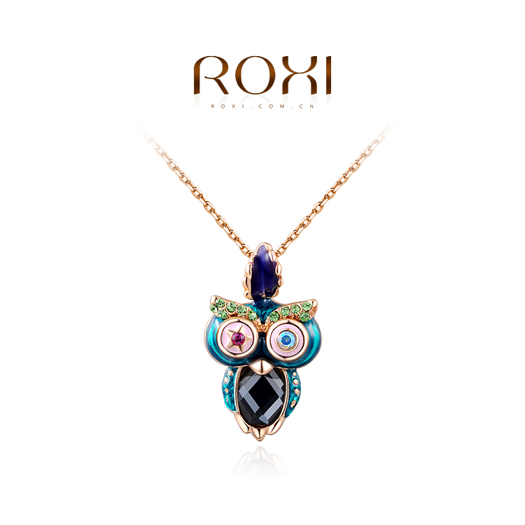 1PCS Free Shipping Fashion multicolor Owl Necklace with Austrian Crystal Gold Plated Women Jewelry Wholesale