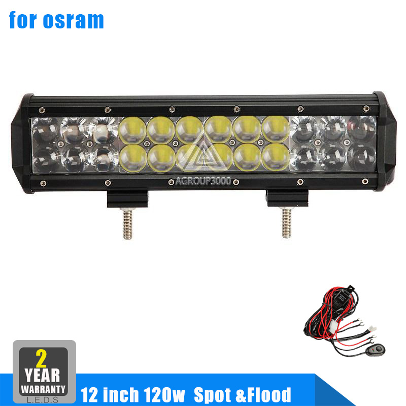 120W 12 inch OSRAM Spot Flood Combo Beam LED Work Light Bar 12V 24V SUV ATV UTV Wagon 4WD 4X4 Offroad Led Driving Work Lamp