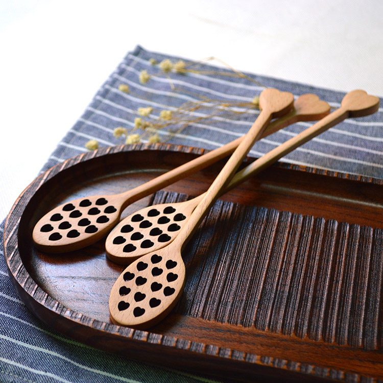 2pcs Japanese style heat beech wood honey spoon Cr...