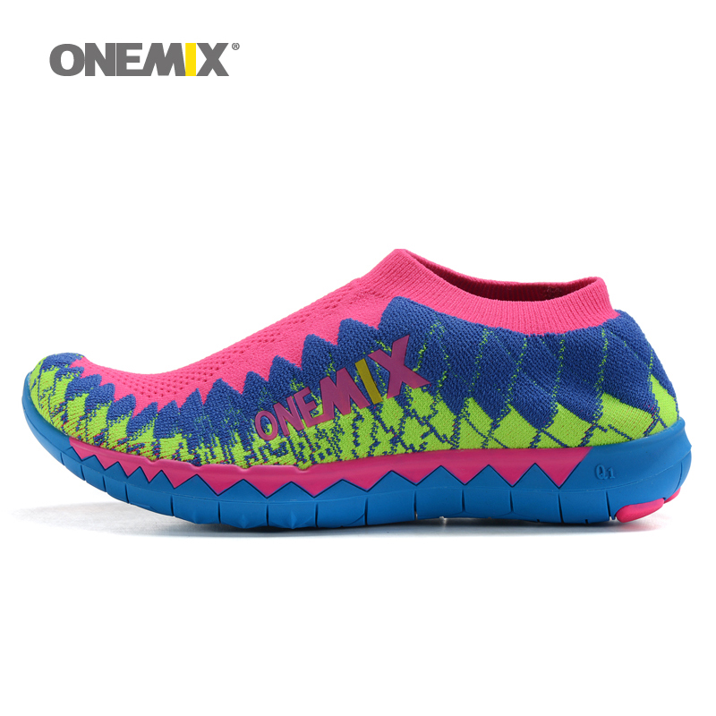 ONEMIX 2016 women indoor sport sneakers portable jogging shoes Female knitting breathable running shoes free shipping size 36-40