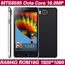 5.0 inch Original Smartphone MTK6595 Octa Core Telephone 1080P 4GB RAM 16GB ROM Dual Sim 16MP android cell Mobile Phone celular