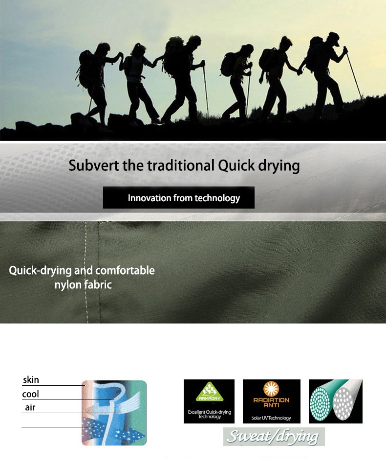 Description Picture 6 of itemMen Quick Dry Outdoor Fishing  Pants Removable Hiking&Camping Pants Male Summer Breathable Hunting&Climbing Pants S-XXXL 4 Color