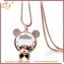 Austrian diamond crystal cartoon cute teddy bear necklace Female long necklace jewelry