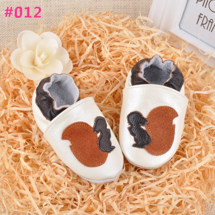 Free Shipping Genuine Leather Baby Shoes Soft Bottom Non Slip Baby Cartoon Design Leather Shoes Toddler