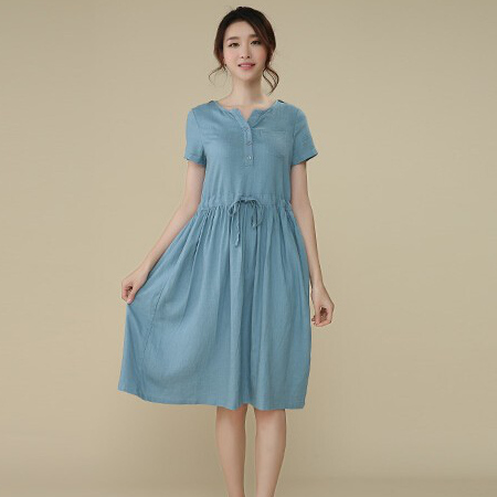 2015-women-s-summer-cotton-dress-new-V-neck-short-sleeve-denim-dress ...