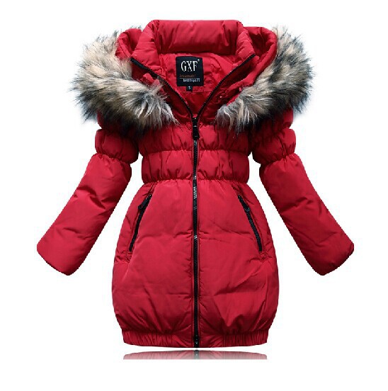 Retail 1 Pc Children Medium-Long Duck Down Thickening Outerwear Girls Winter Coat Jackets Girl's Down & Parka Coats CC1510-B