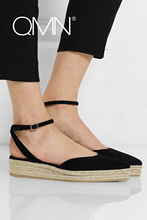 QMN suede low wedge espadrilles Women Sandals Ankle Strap Platform Summer Shoes Woman Sandals More Colors