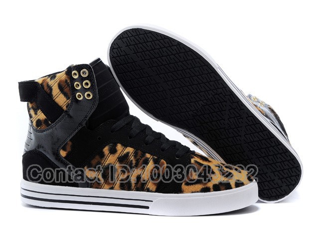 Wholesale Justin Bieber Supring Yellow Black Leopard Print Suede Sky High Top Skate Shoes