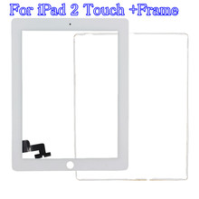 White For iPad 2 Touch Screen Digitizer Glass + Middle Bezel Frame + Free Opening Tools + 3M Adhesive With Tracking Code