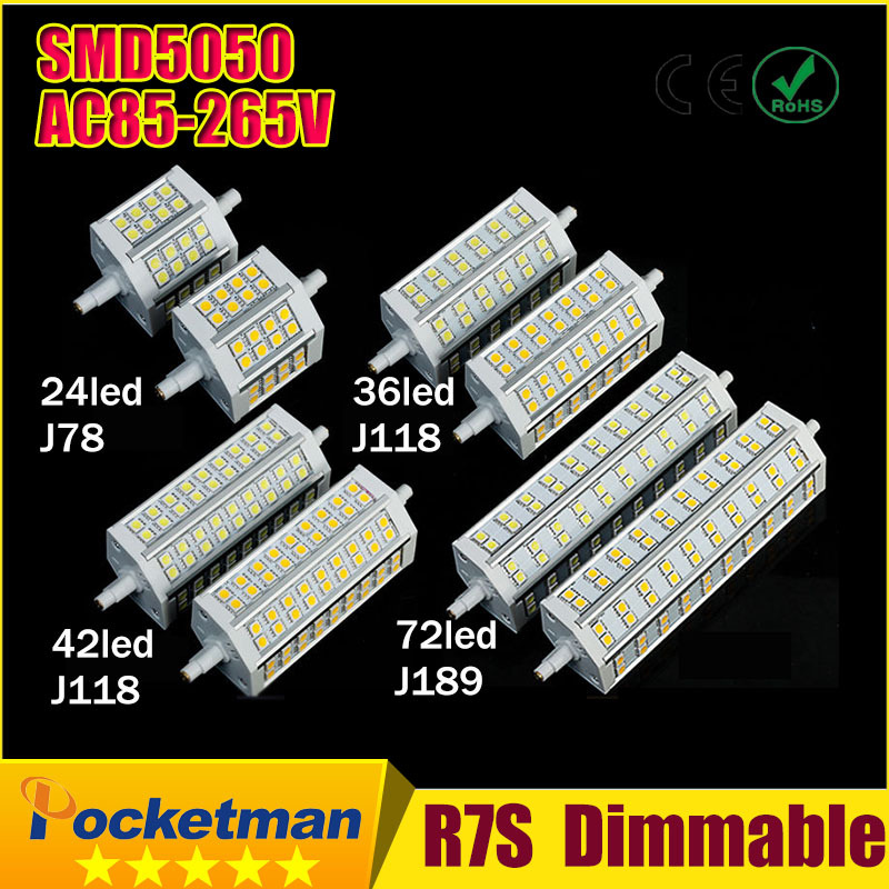 Free Shipping 1pcs/lot R7S LED 118mm|15W 12W|78mm 20W 25W|189mm J118 J78 J189 LED R7S dimmable 5050 corn bulb Halogen Floodlight