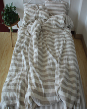 4pcs Pure Striped linen Duvet Cover Set Natural French Linen Bedding Sets 100 linen pillow case Sofa Bed Linen sheet