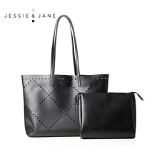 JESSIE&JANE Designer Brand 2016 New Sabah Series Hollow Out Bag Stylish Women PU Leather Tote 1224