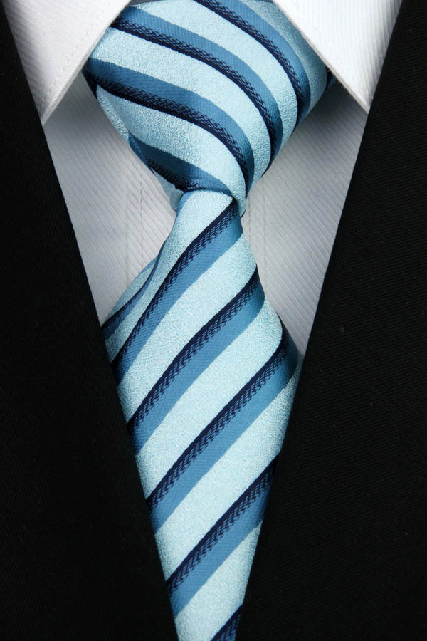 NT0134 Blue Navy Stripe Smooth Man s Wedding Business Luxury Tie Jacquard Woven Classic Silk Polyester