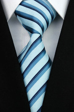 NT0134 Blue Navy Stripe Smooth Man s Wedding Business Luxury Tie Jacquard Woven Classic Silk Polyester