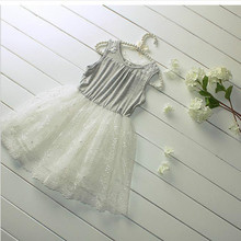 Grey Dress Children Clothing girls dresses summer 2016 Girls Kids Lace Princess Sleeveless dress Children Clothing