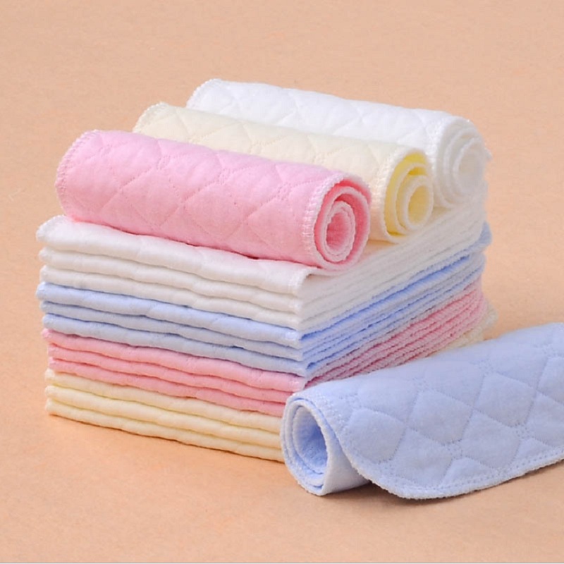10pcs lot 3 Layers Ecological Cotton Baby Cloth Nappy Inserts Reusable Washable Diapers Nappy Liners Nappy