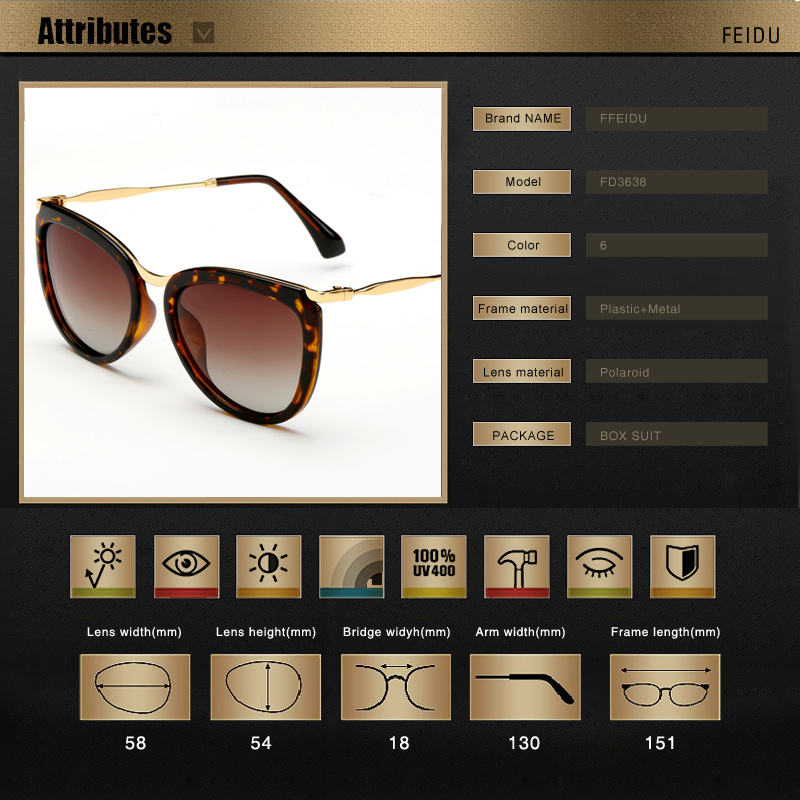 FEIDU Sunglasses Women Brand Original Designer Luxury Butterfly Pattern Points Women Retro Vintage Uv400 Oculos De