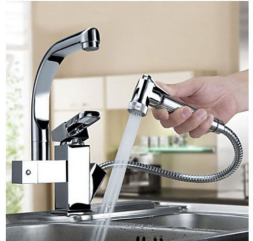 Centerset Contemporary Two Spouts Kitchen Faucet Deck Mounted Pull Out Sink Mixer Tap Chrome Centerset Contemporary Two Spouts Kitchen Faucet Deck Mounted Pull Out Sink Mixer Tap Chrome