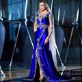 High Quality Muslim Celebrity Evening Dresses Dubai Arabic Women Dress Royal Blue Kaftan Prom Gowns Moroccan