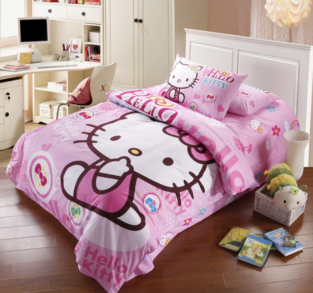 hello kitty bedding cat pattern children bedding s...