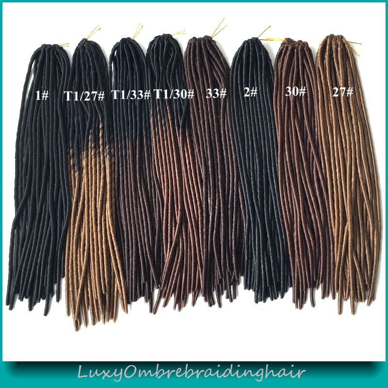 ... 20 Ombre Black 30 Medium Auburn Brown Color Faux Locs Crochet Braids