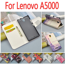 Lenovo A5000 Fashion Printing PU Flip Leather Case For Lenovo A5000 Wallet Bag with Bank Card Holder and Stand Function