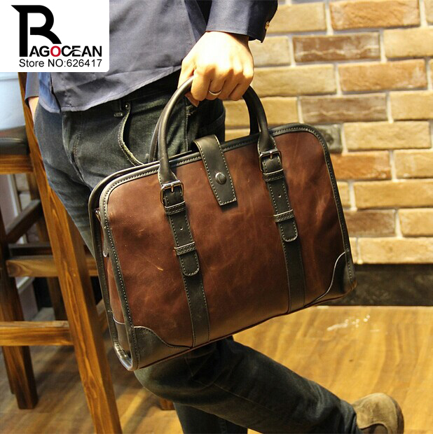 New fashion men leather pu briefcase messenger shoulder bag brands business handbag men s travel bag