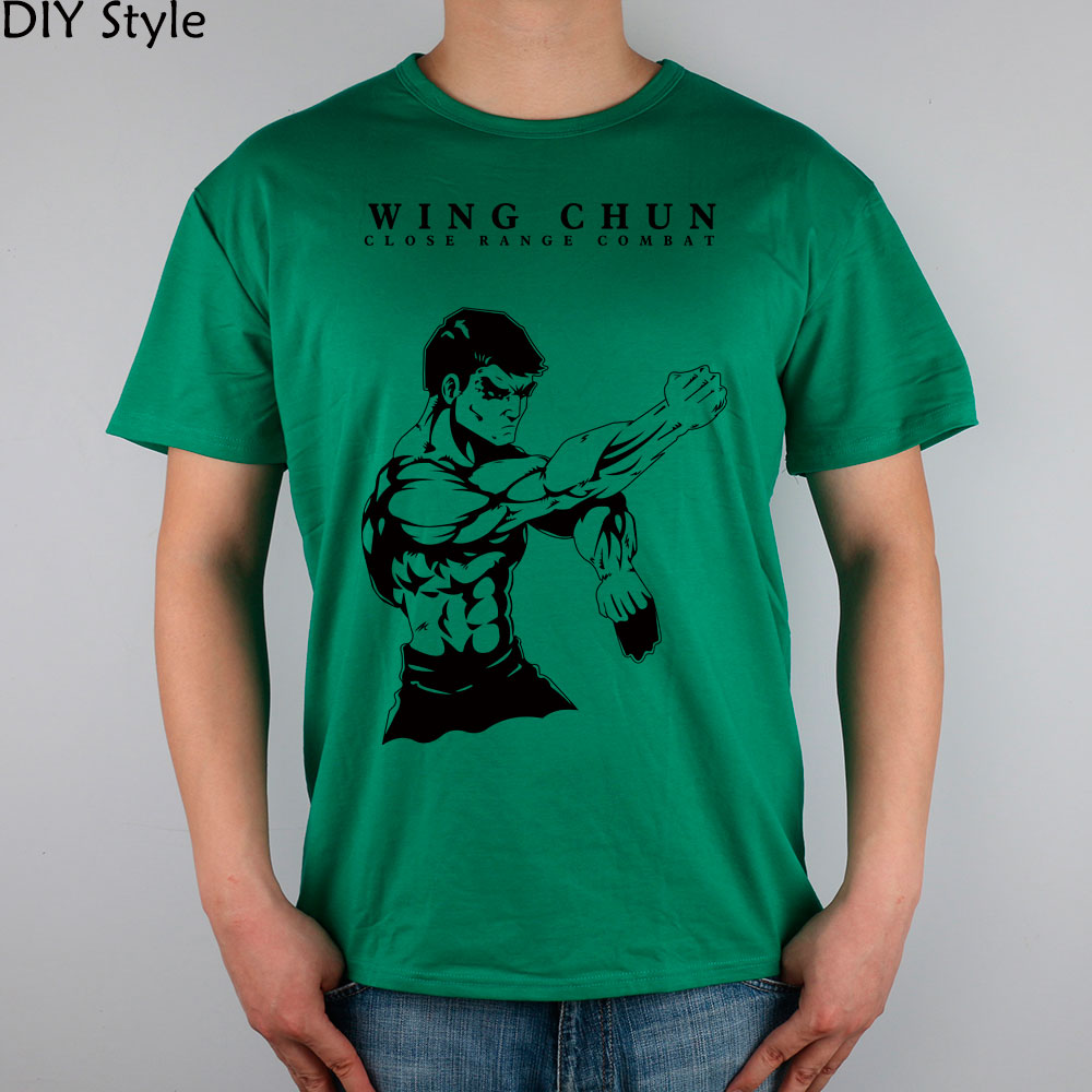 Fighting Wing Chun Martial Arts T shirt men short sleeve cotton Lycra
