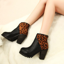 2014 color leopard with boots with thick low boots boots boots female nude