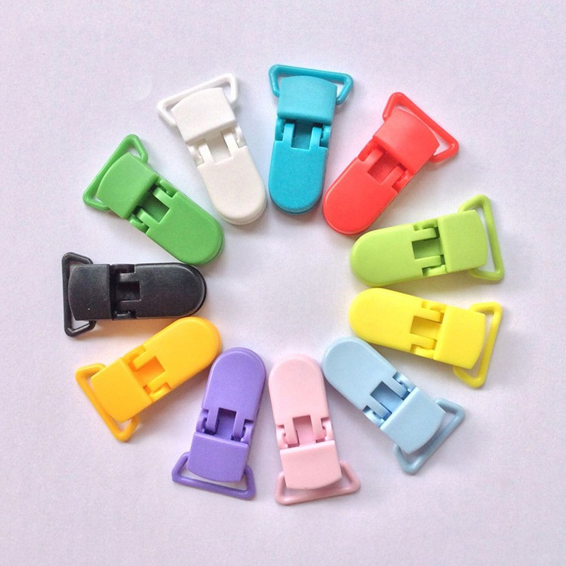 20mm Multiple colors KAM Brand D Shaped Plastic Clips Transparent Pacifier Clips Soother Clips For Baby Mixing Color hot sale (5)