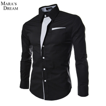 2016 New Autumn Fashion Brand Men Clothes Slim Fit Men Long Sleeve Shirt Men Pure Color Cotton Casual Men Shirt Social Plus Size
