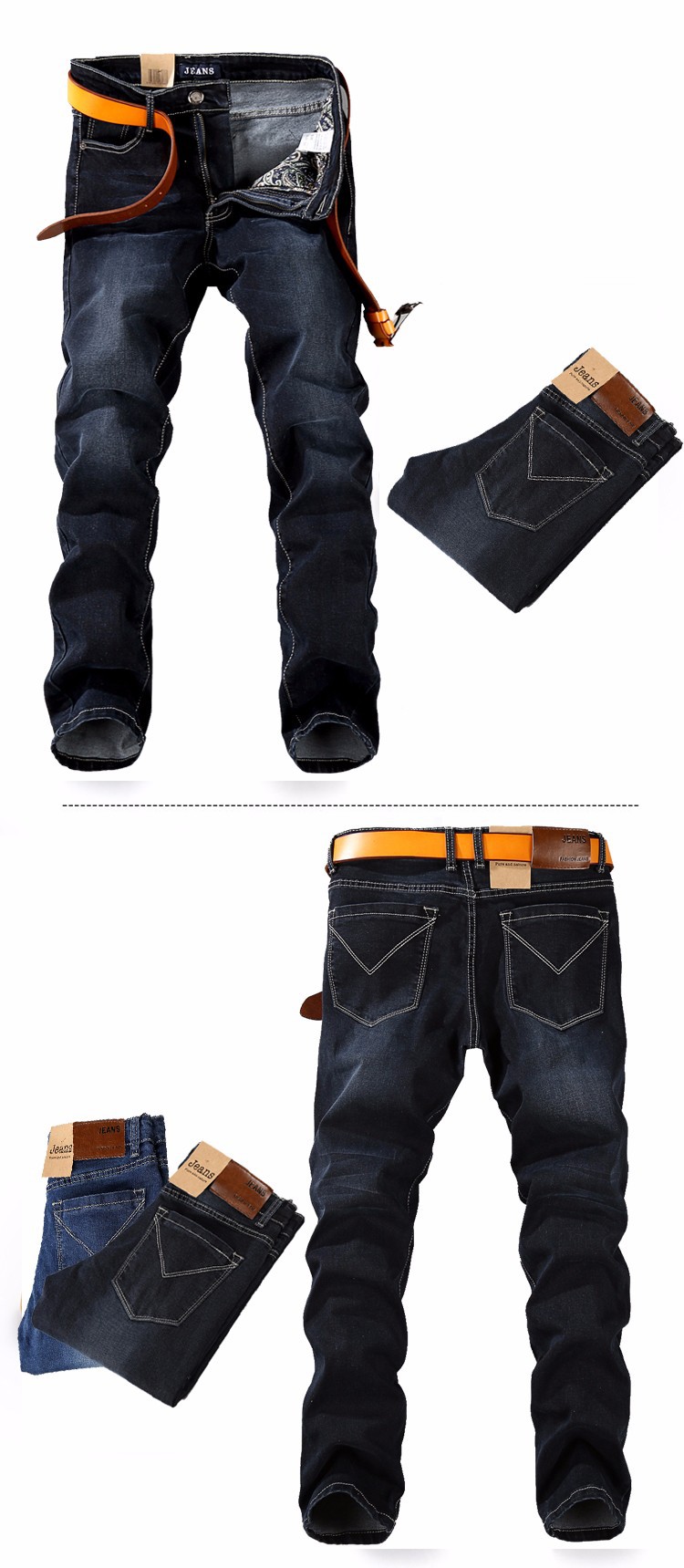 2015 summer style plus size 40 42 44 46 48 big men jeans straight fit denim jean blue black baggy jeans for men nzk34