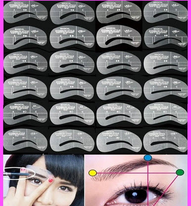 24pcs lot Eyebrow Stencils 24 Styles Reusable Eyebrow Drawing Guide Card Brow Template DIY Make Up