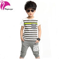New Style 2016 Children Boy Striped Sets Summer Fashion T Shirts Pants Casual Cotton Sports 2