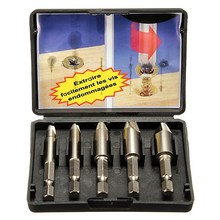 5PCS Screw Easy Extractor Remover Drill tool set 1/4 Hex shank & case