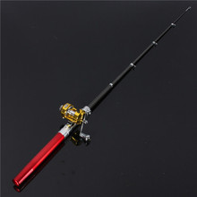 NEW Hot selling Mini Telescopic Portable Pocket Aluminum Alloy Pen Fishing Rod Pole Reel Black Fibre Glass Red