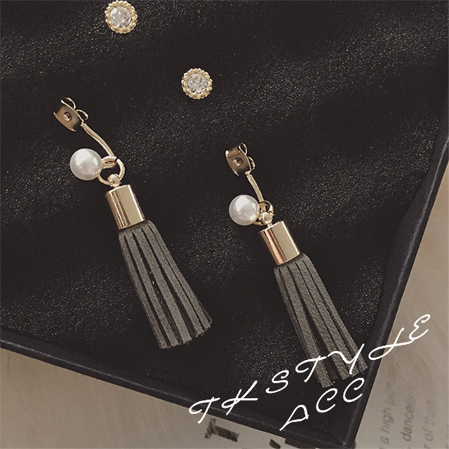 Новый простой сымитированная перла кисточкой серьги для женщин женщина долго дизайн мода ювелирных изделий оптовая продажа 2015 черный и серый цвета