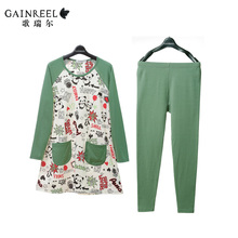 Song Riel autumn new fashion cartoon male lady long sleeved pajamas couple home service package through