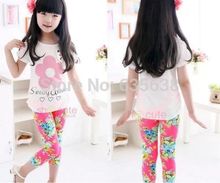 Free Shipping New Cuhk children baby Girls Colorful Floral printing milk Silk Leggings Pants Hot