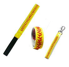Softball Baseball Leather Headband Leather Bracelet Leather Key Chain Set of 3 pieces