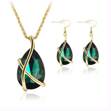 Wedding Bridal Dress Accessories Jewelry Sets For Women Water Drop Crystal Necklace Earrings Set Gold Plated Holiday Party Gift