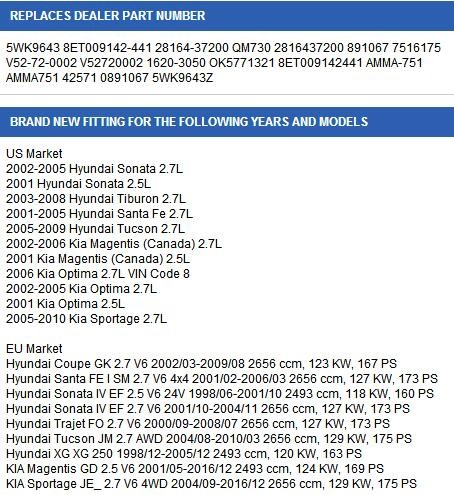For Hyundai Tiburon 2 7l 2003 2008 Mass Air Flow Meter