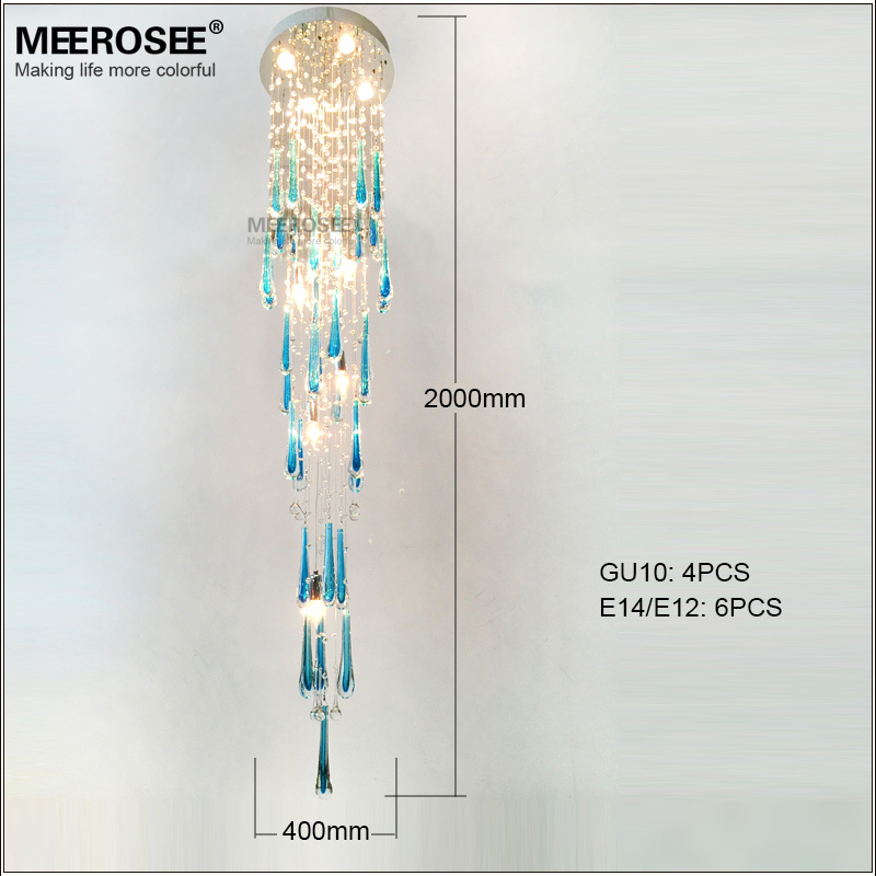 2214-L4 modern blue crystal chandelier light fixture lamp stair  lighting  (4)