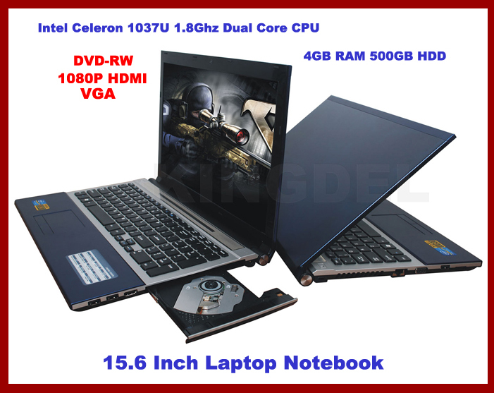 15 6 Laptop Notebook Computer Intel Celeron 1037U Dual Core 1 80Ghz 4GB RAM 500GB HDD