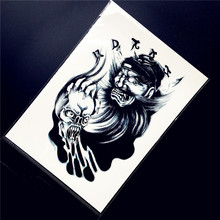 1PC Cool Three Kingdoms Black Temporary Tattoo Men Body Art Arm Sleeve Tatoo HAQ-H853 Skull Insipre Warrior Fake Tattoo Stickers