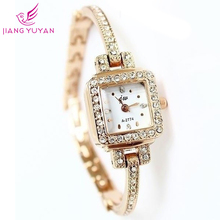Moda de lujo por mayor estilo Casual mujeres Rose oro plateado todo Rhinestone pulsera relojes de diseño